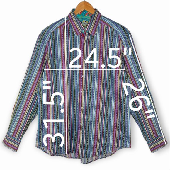 Robert Graham Flip Cuff Button Down Shirt Size XL Long Sleeve Colorful Stripes - Picture 2 of 12